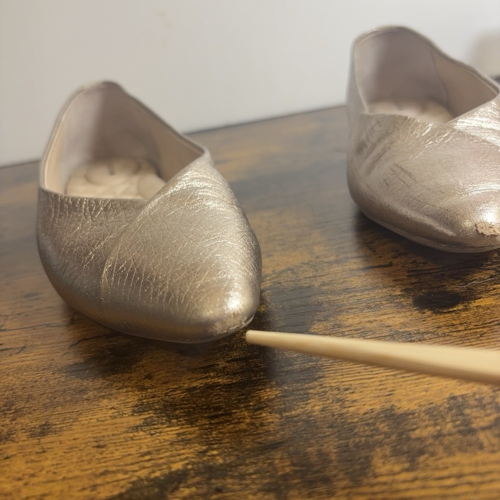 Birdies Goldfinch Leather Flats Womens 7.5 Champagne Metallic Gold Classic - Picture 9 of 11